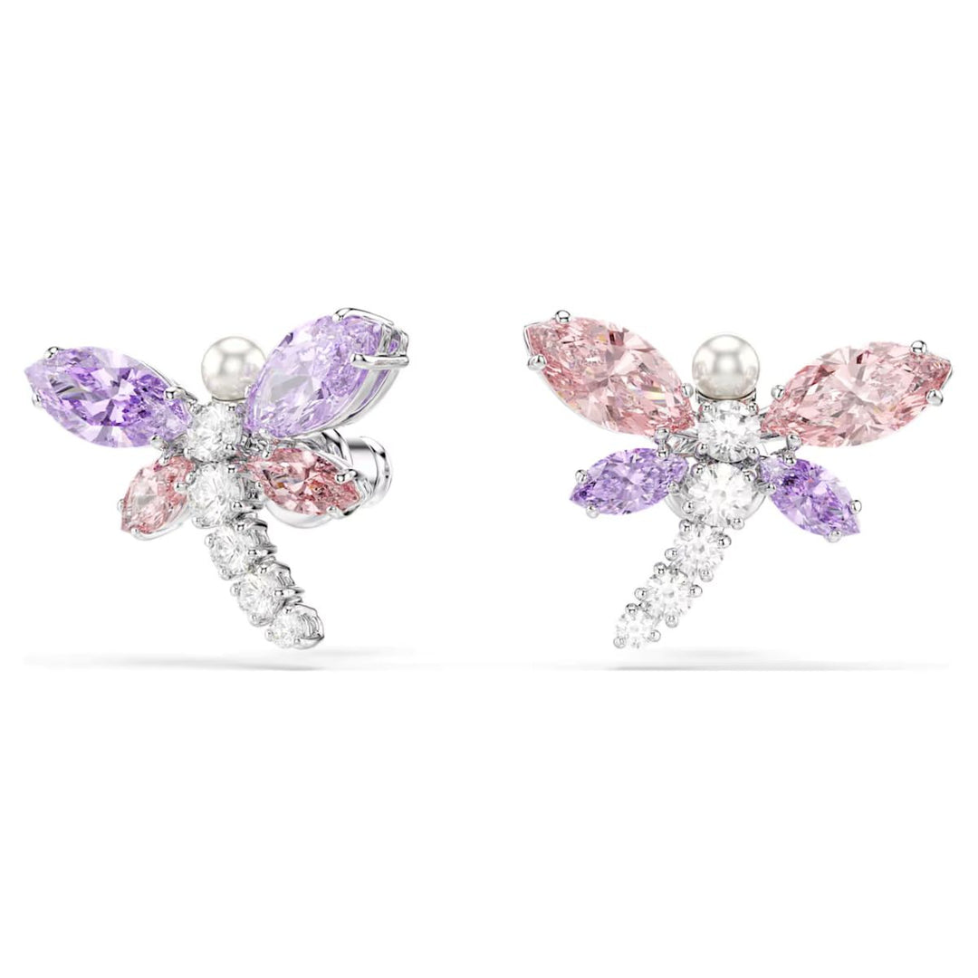 Ariana Grande x Swarovski Stud Earrings Mixed Cuts Dragonfly - Multicoloured with Rhodium Plating - 5737371
