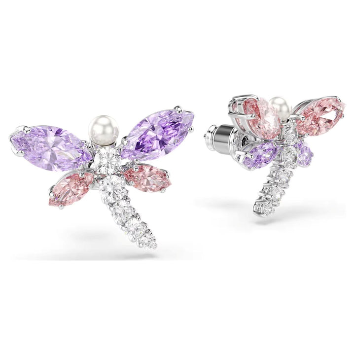 Ariana Grande x Swarovski Stud Earrings Mixed Cuts Dragonfly - Multicoloured with Rhodium Plating - 5737371