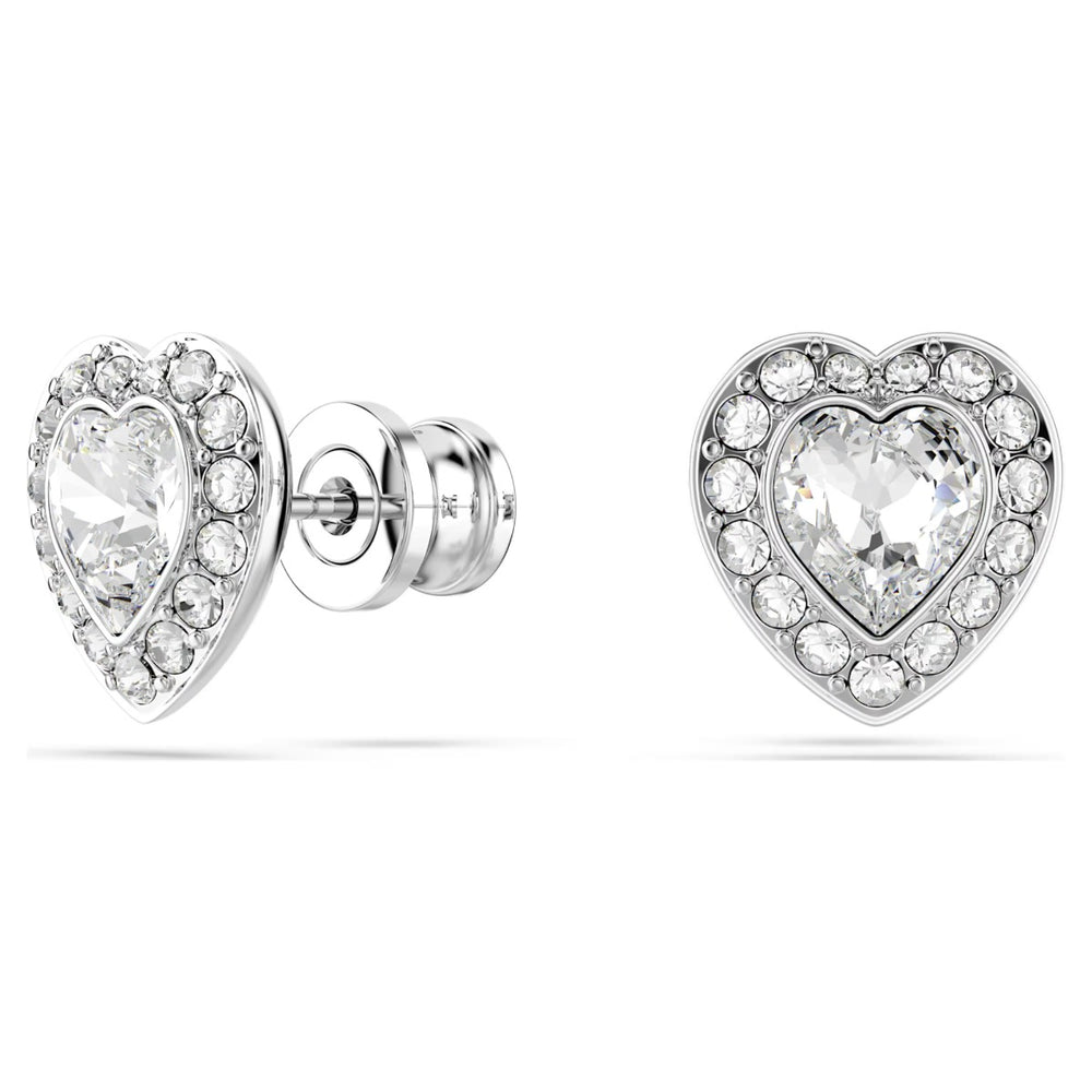 Swarovski x Ariana Grande Heart Stud Earrings - White with Rhodium Plating