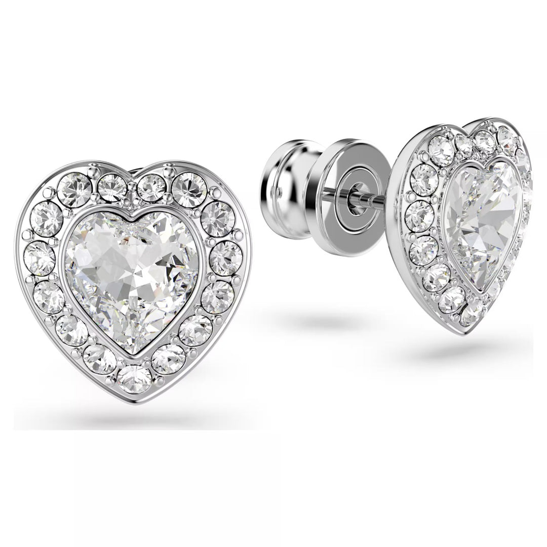 Swarovski x Ariana Grande Heart Stud Earrings - White with Rhodium Plating