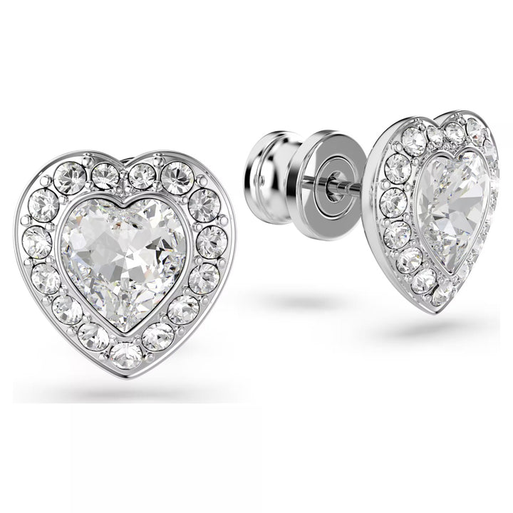 Swarovski x Ariana Grande Heart Stud Earrings - White with Rhodium Plating