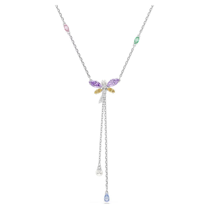 Ariana Grande x Swarovski Y Necklace Mixed Cuts Dragonfly - Multicolored with Rhodium Plating - 5749183