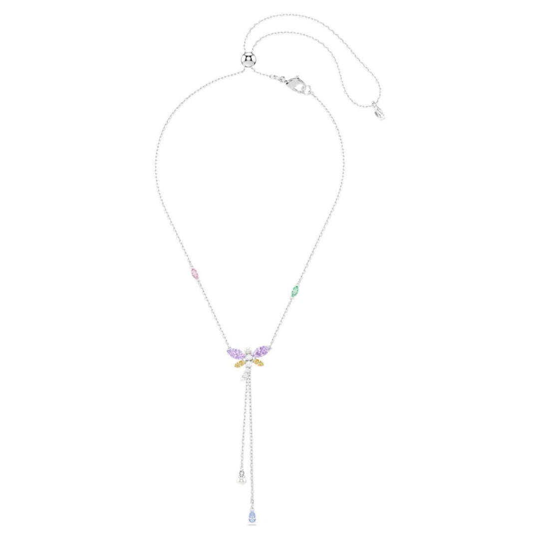 Ariana Grande x Swarovski Y Necklace Mixed Cuts Dragonfly - Multicolored with Rhodium Plating - 5749183