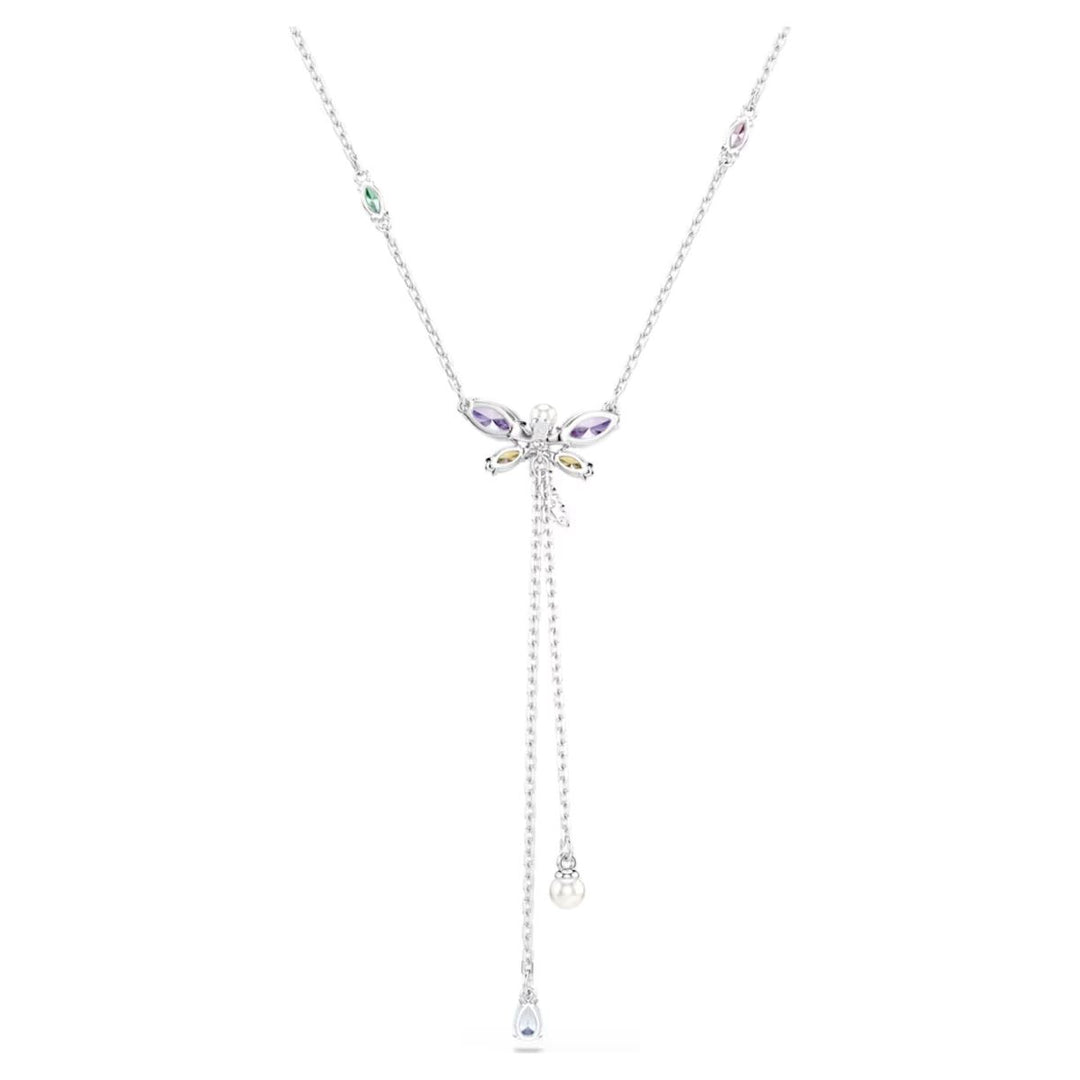 Ariana Grande x Swarovski Y Necklace Mixed Cuts Dragonfly - Multicolored with Rhodium Plating - 5749183