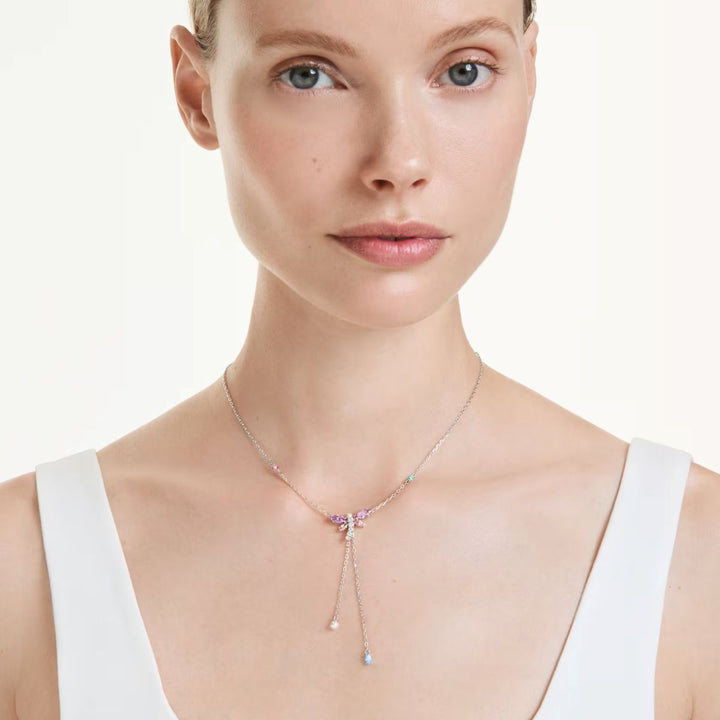 Ariana Grande x Swarovski Y Necklace Mixed Cuts Dragonfly - Multicolored with Rhodium Plating - 5749183