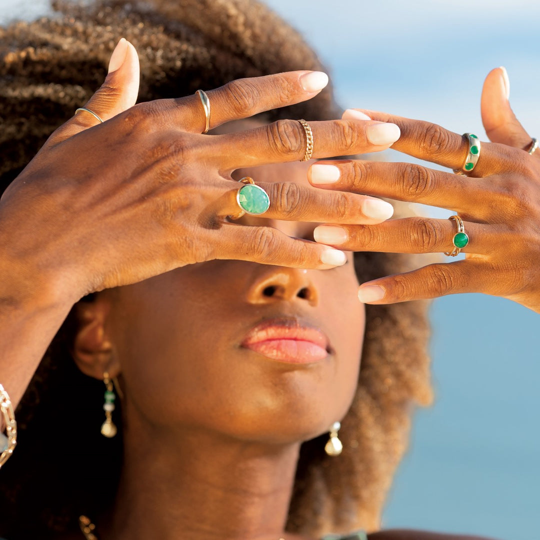 Sarah Alexander Arizona Amazonite Gold Statement Ring