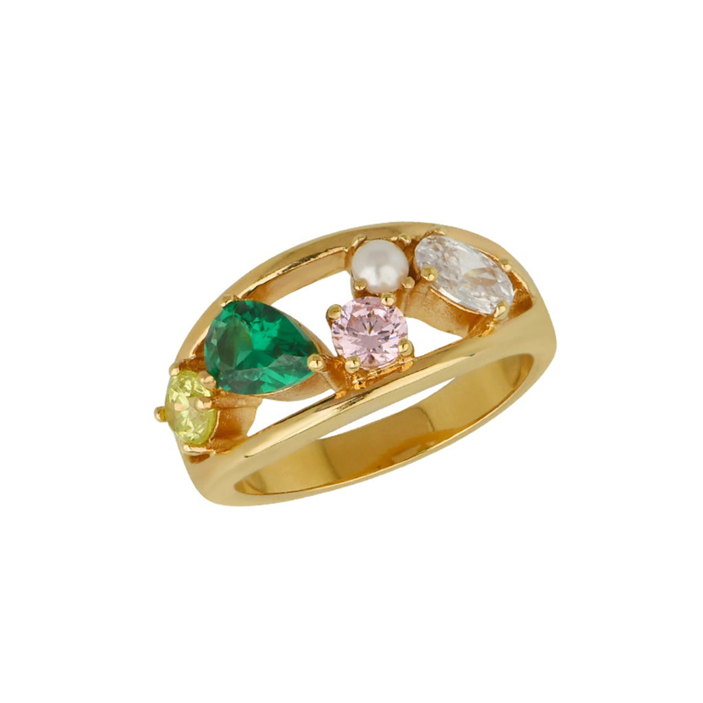 Sofia Cluster Ring Flamingo Zirconia