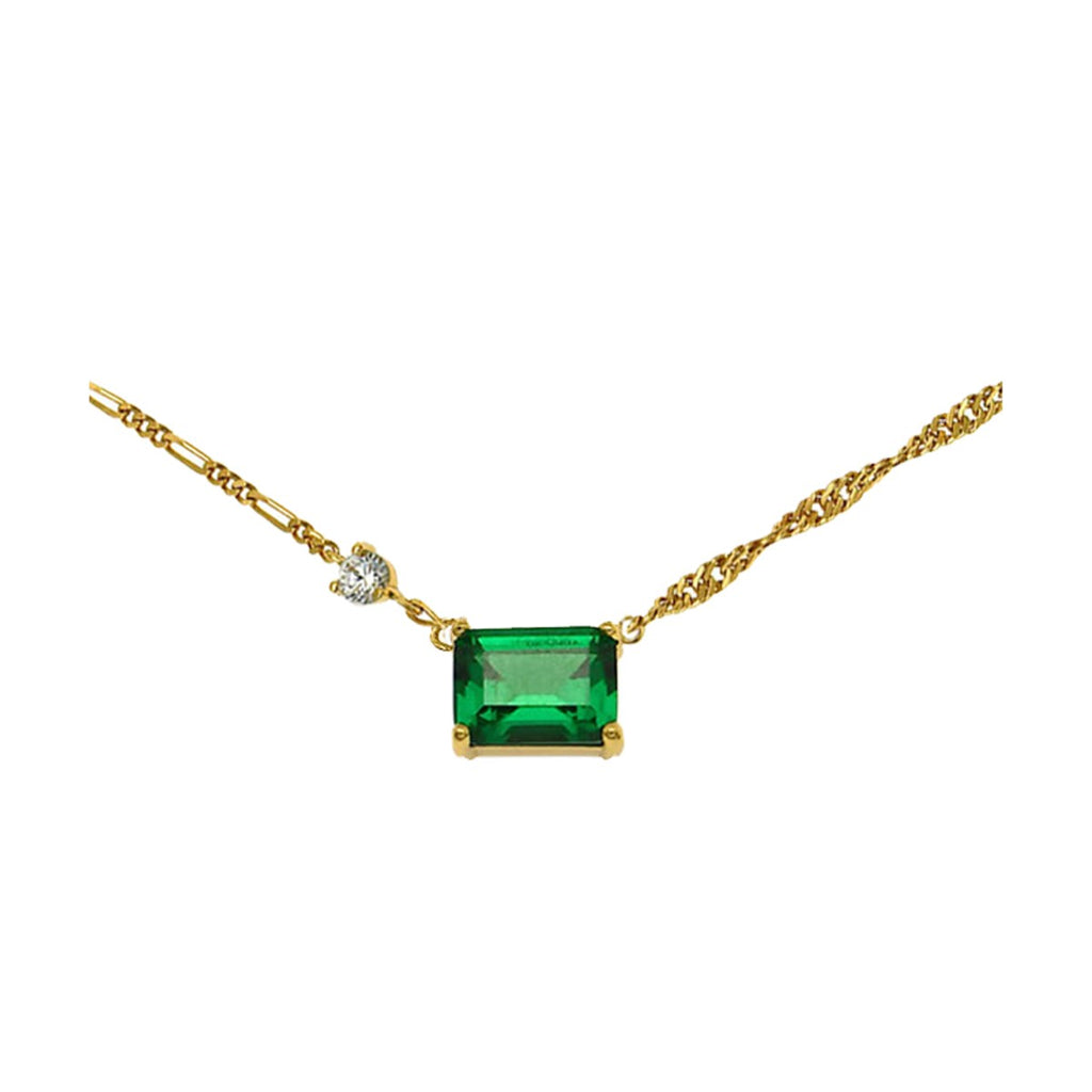 Lola Emerald Cut Necklace Clear Zirconia
