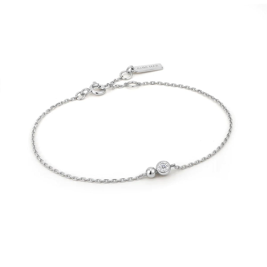 Ania Haie Silver Orb Sparkle Chain Bracelet - B045_01H_CZ
