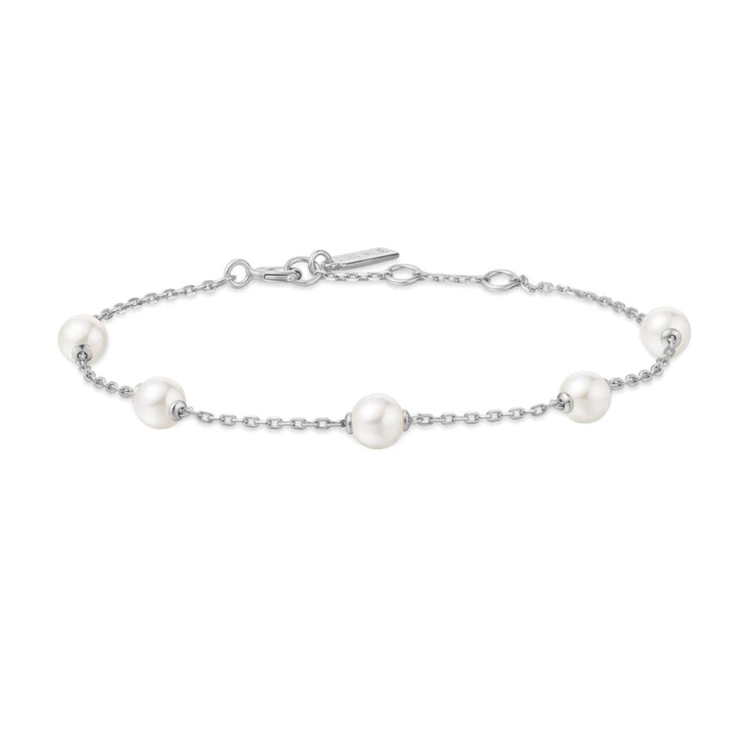 Ania Haie Pearl Silver Station Bracelet. Item code B065-01H.