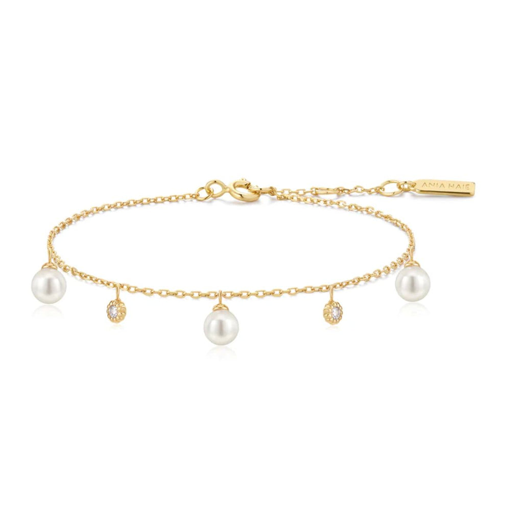 Shell Pearl Sparkle Drop Station Bracelet