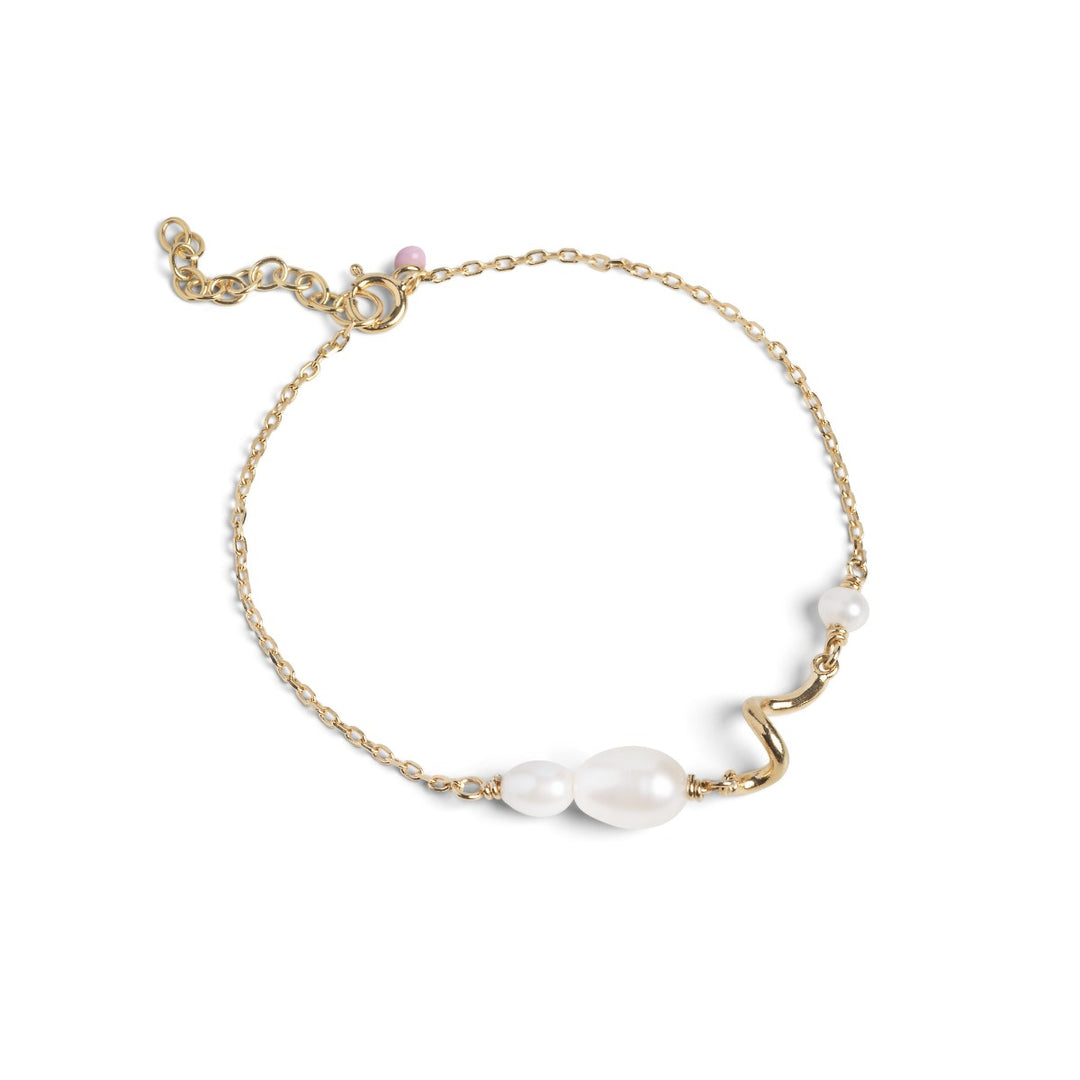 Enamel Copenhagen Pearlie Twist Gold Bracelet. Item code B113G.