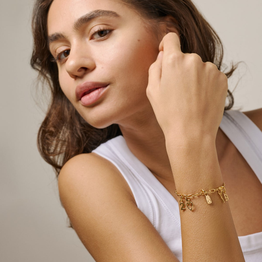 Enamel Copenhagen Medium Gold Charm Bracelet B143G
