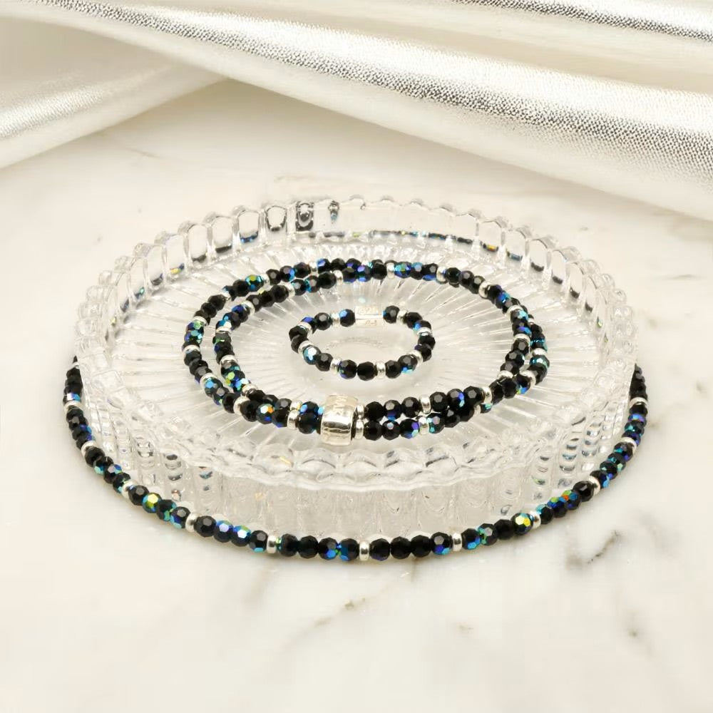 Annie Haak Looped Mini Blisski Silver Bracelet - Black Crystal B2688-17