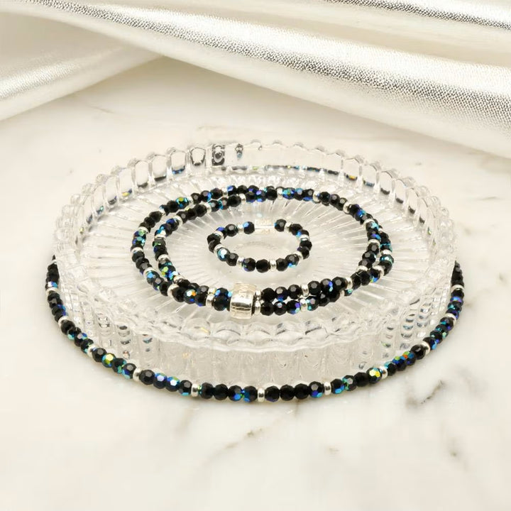 Annie Haak Looped Mini Blisski Silver Bracelet - Black Crystal B2688-17