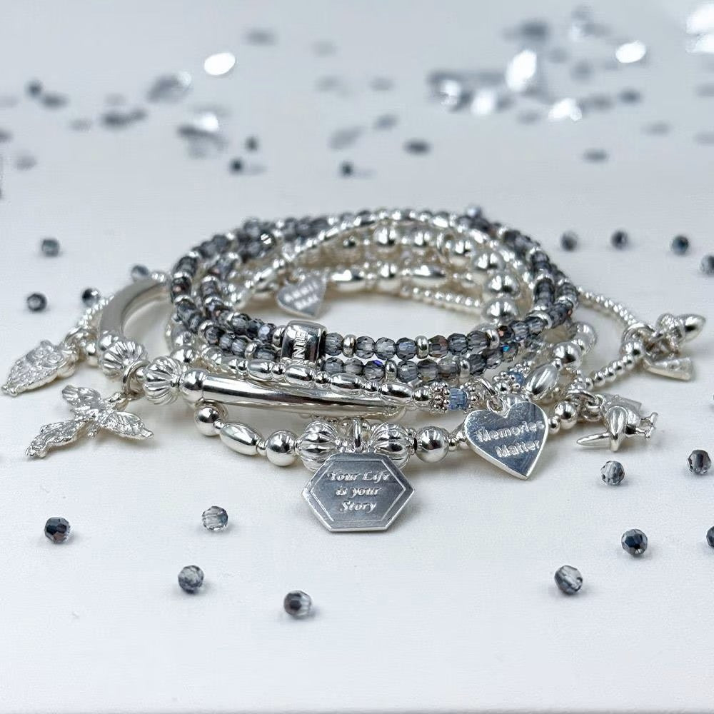 Annie Haak Looped Mini Blisski Silver Bracelet - Storm Crystal B2689-17