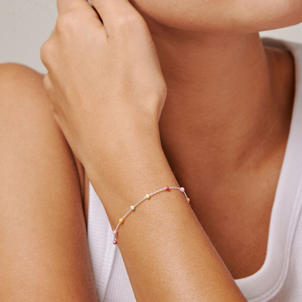 Enamel Copenhagen Lola Rainbow Silver Bracelet. Item code B66S_2_rainbow.