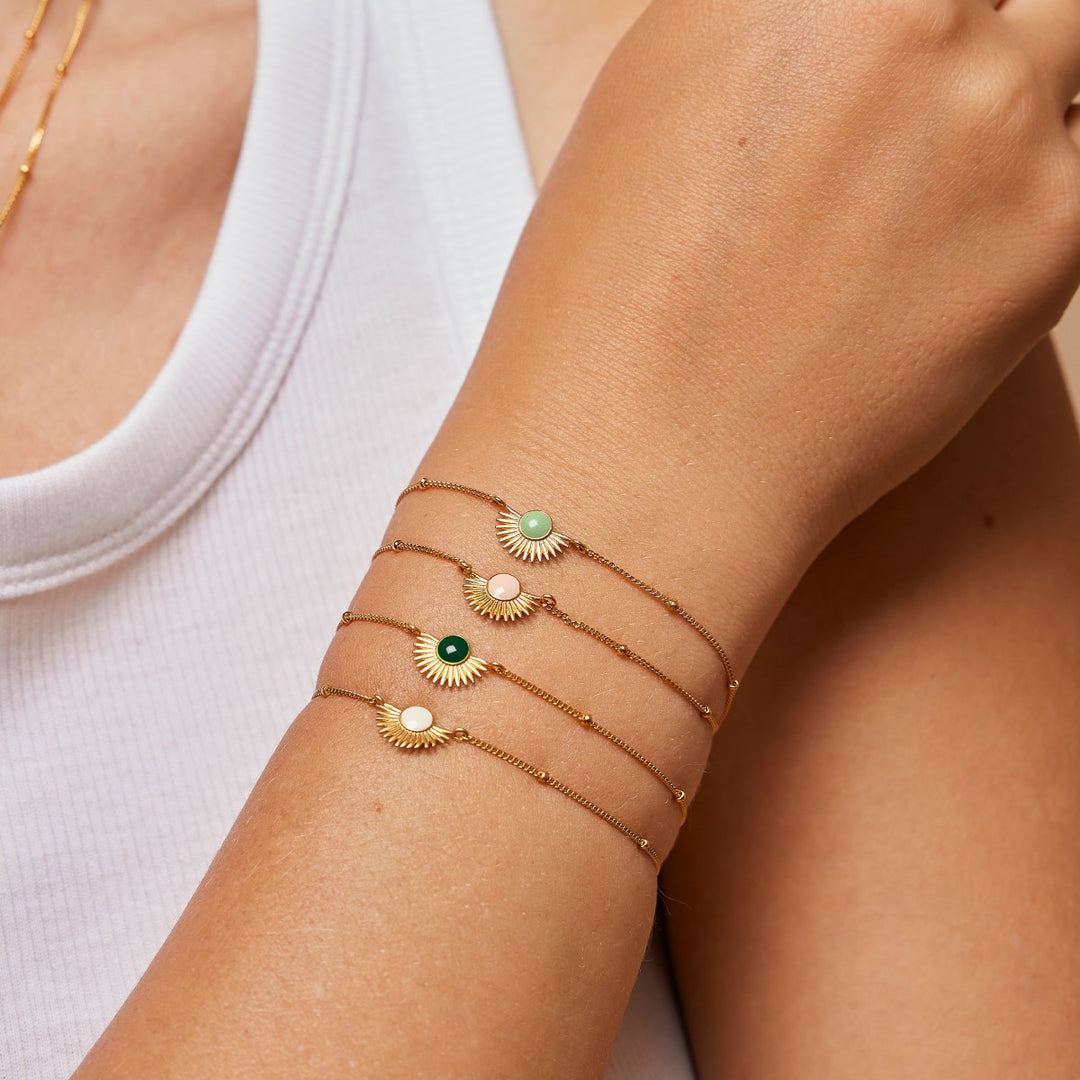 Enamel Copenhagen Soleil Petrol Green Gold Bracelet. Item code B78GM_petrol.