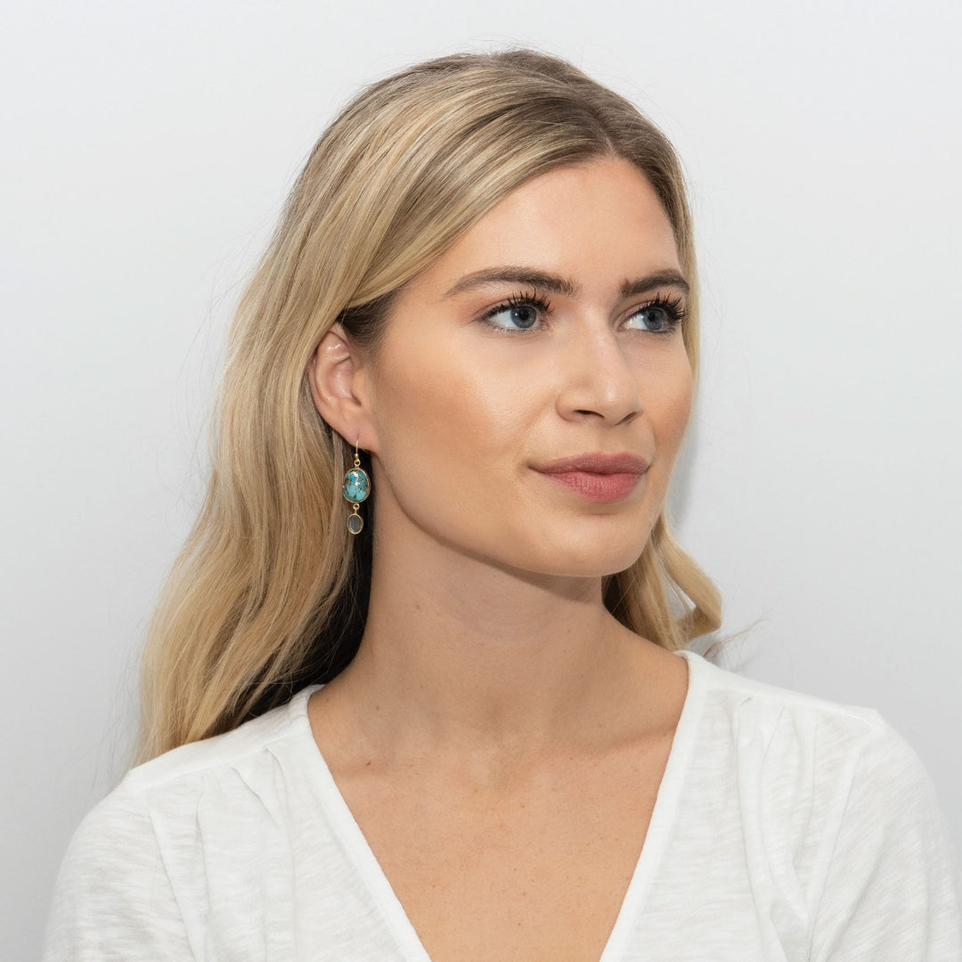 Sarah Alexander Bazaar Multi Gemstone Double Drop Earrings