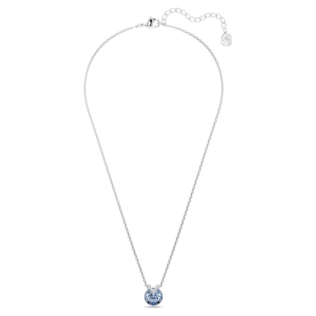 Swarovski Bella V Pendant Round Cut - Blue with Rhodium Plating - 5734232