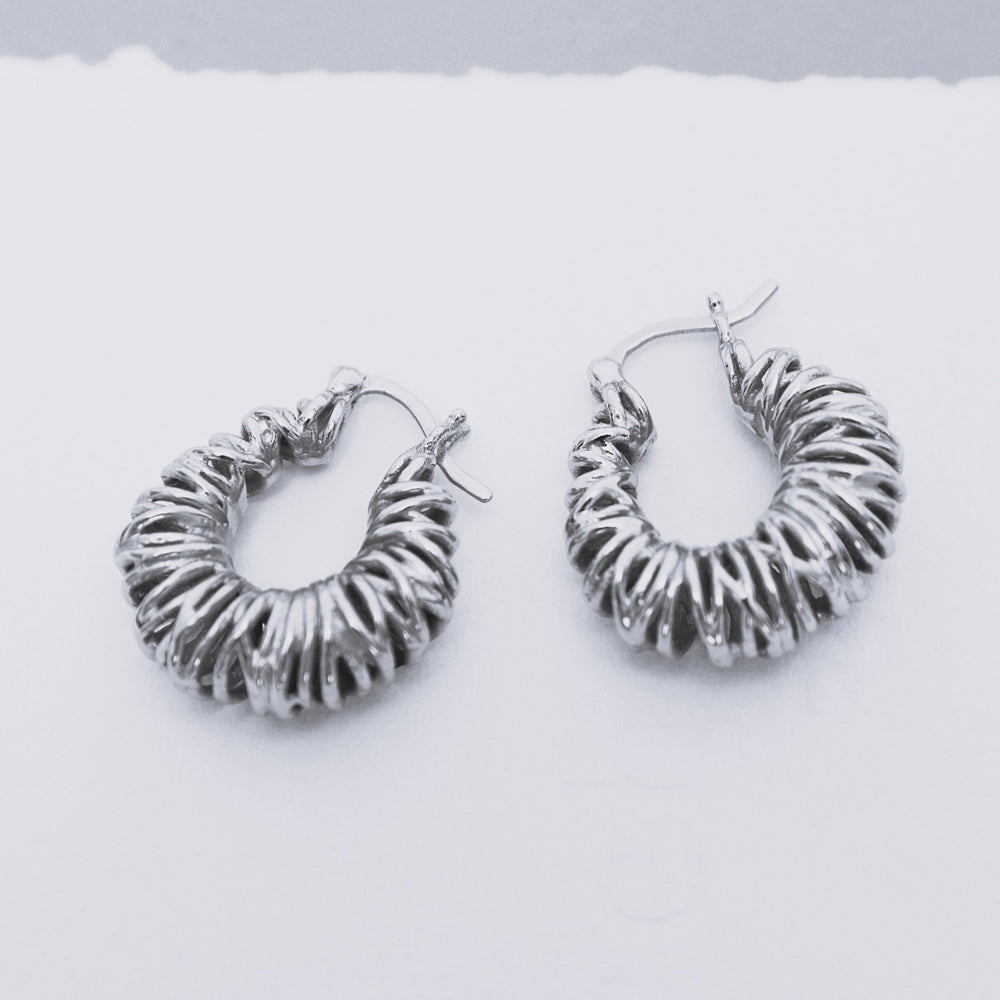 Shyla Biaritz Squiggle Silver Hoop Earrings
