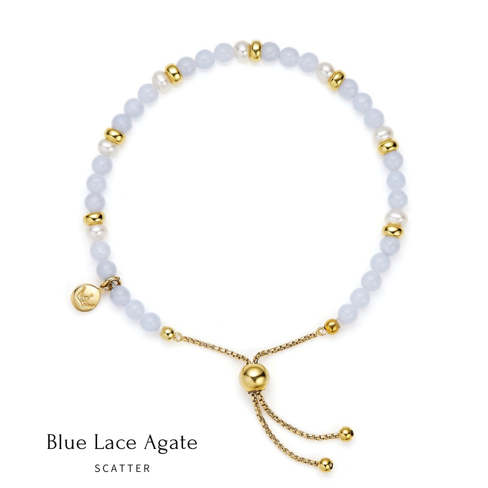 Jersey Pearl Sky Bracelet - Scatter Style in Blue Lace Agate