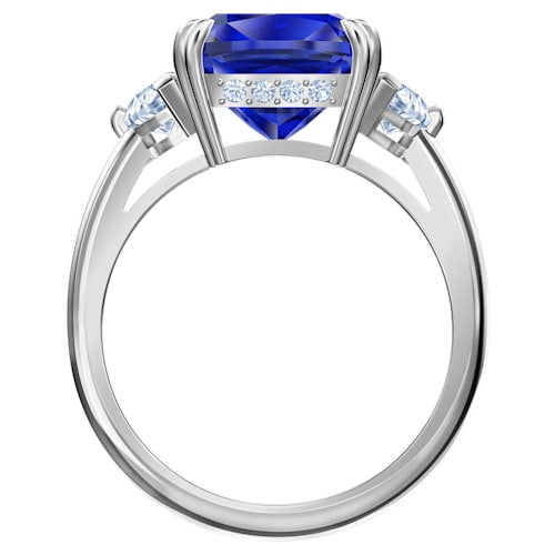 Swarovski Attract Cocktail Ring - Blue with Rhodium Plating