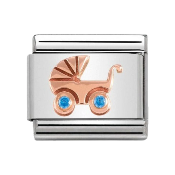 Nomination Rose Gold and Zirconia Classic Pram Charm - Blue - 430305/05