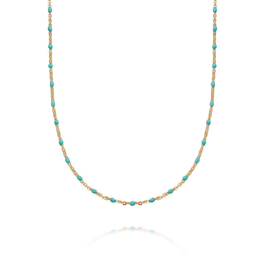 Daisy Treasures Turquoise Beaded Necklace - Gold