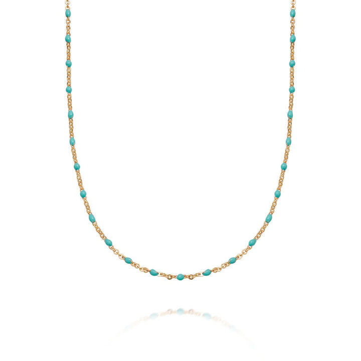 Daisy Treasures Turquoise Beaded Necklace - Gold