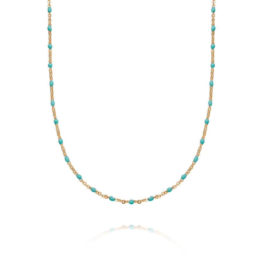 Daisy Treasures Turquoise Beaded Necklace - Gold