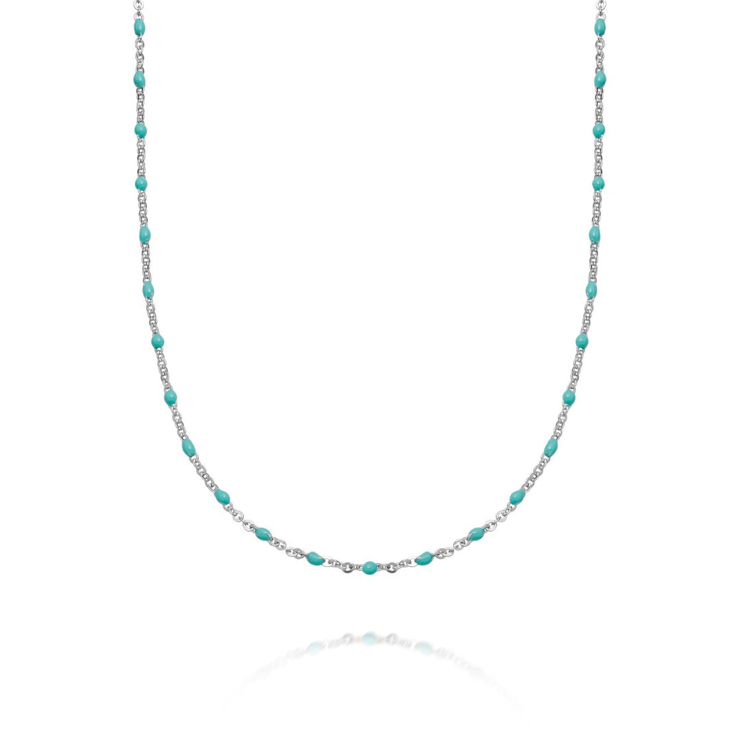 Daisy Treasures Turquoise Beaded Necklace - Silver BN02_SLV