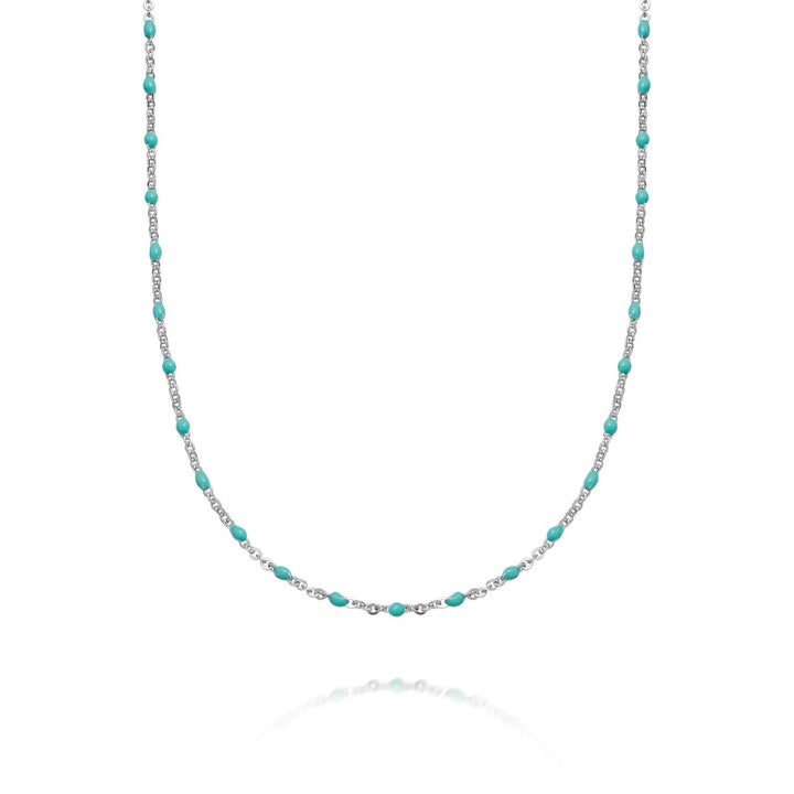 Daisy Treasures Turquoise Beaded Necklace - Silver BN02_SLV