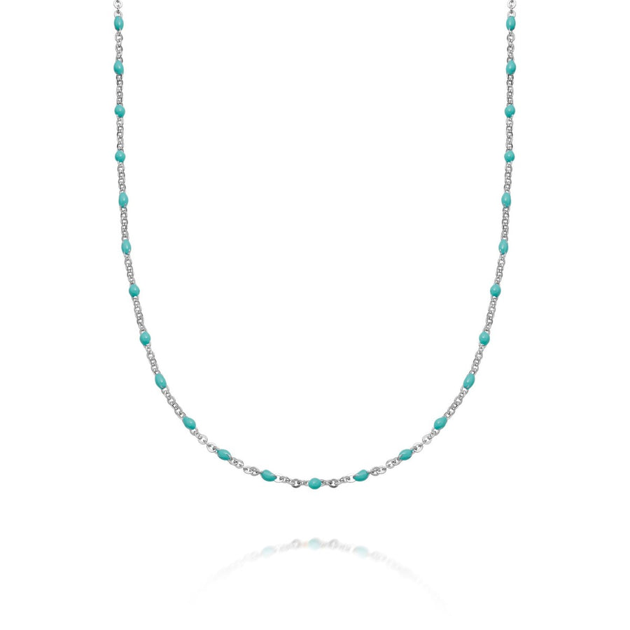 Daisy Treasures Turquoise Beaded Necklace - Silver BN02_SLV