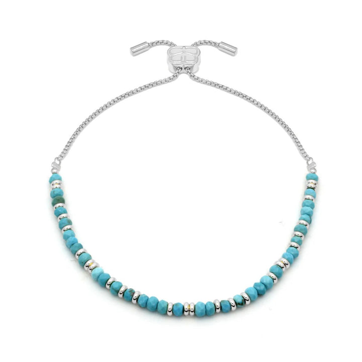 Boho Betty Mystical Turquoise Silver Slider Bracelet. Item code BRWMTQSLVB.