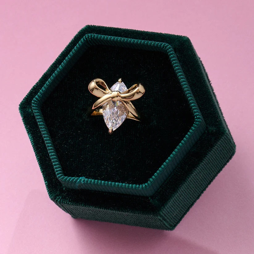 Amelia Scott Bow Gold Ring Clear with Cubic Zirconia AS22TRR90M