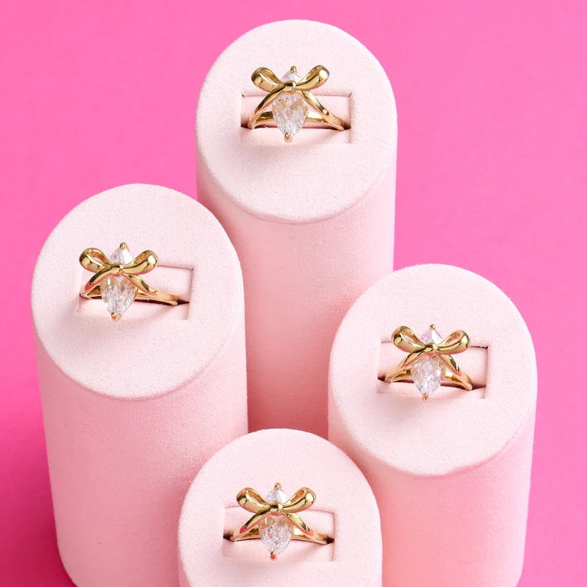 Amelia Scott Bow Gold Ring Clear with Cubic Zirconia AS22TRR90M