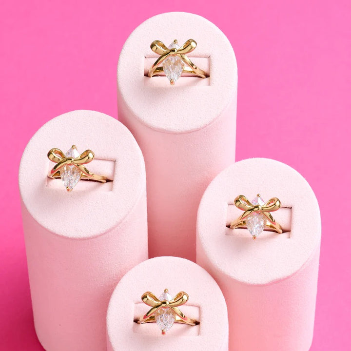 Amelia Scott Bow Gold Ring Clear with Cubic Zirconia AS22TRR90M
