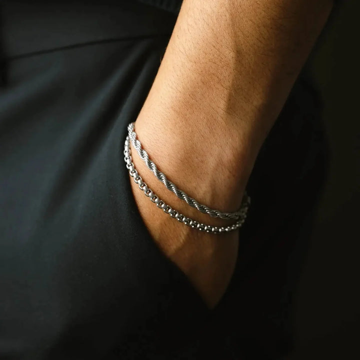 Niche Jewellery Steel & Barnett Adjustable Box Link Chain Bracelet in Stainless Steel detail