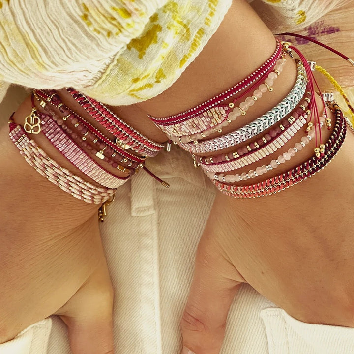 Boho Betty Iztac Candy Ombre Silver Woven Slider Bracelet