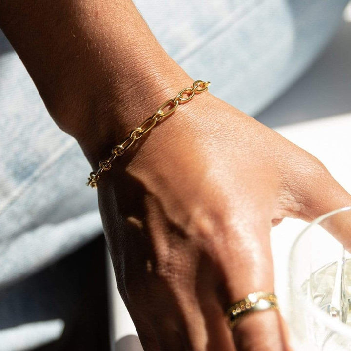 Daisy Stacked Linked Chain Bracelet - Gold BRB8004_GP