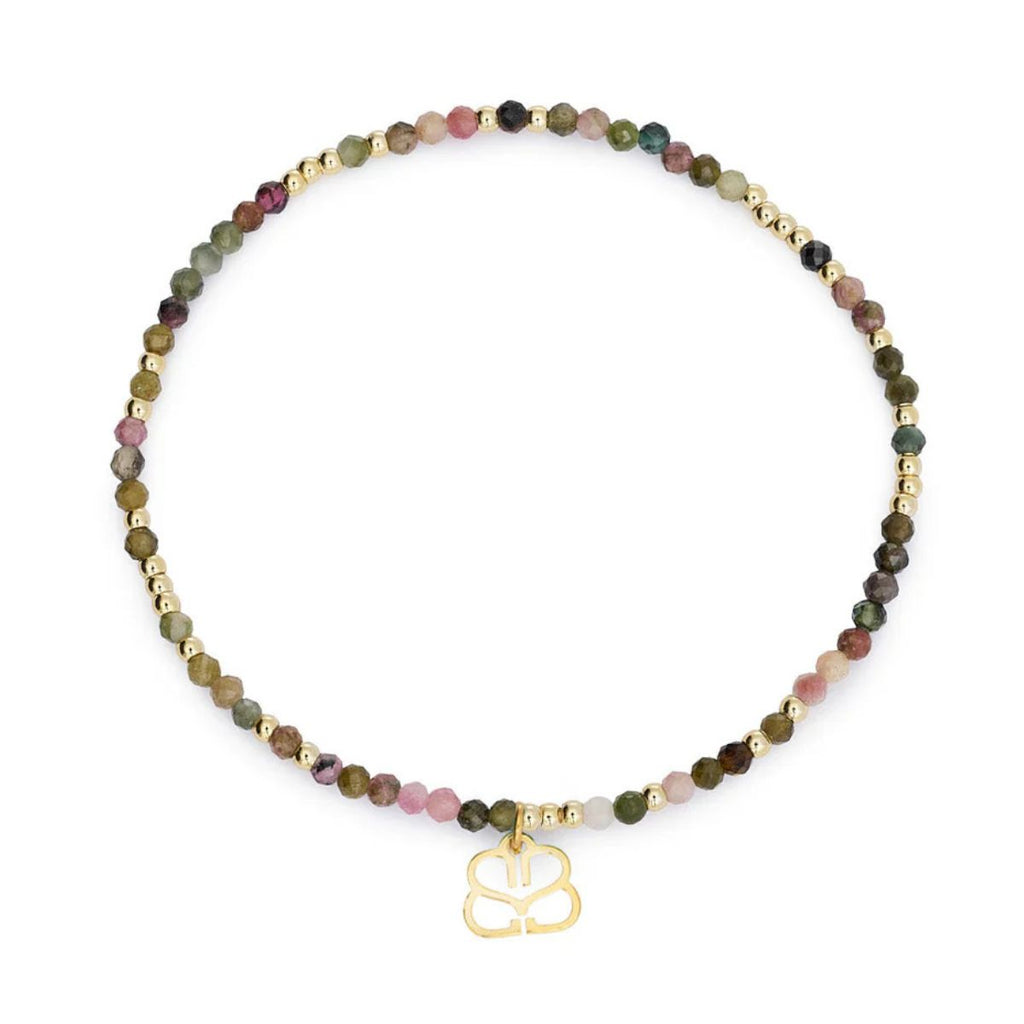 Boho Betty Lilias Gold and Tourmaline Gemstone Stretch Bead Bracelet