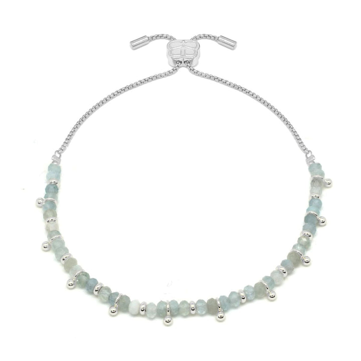 Boho Betty Harmony Aquamarine Gemstone Silver Slider Bracelet