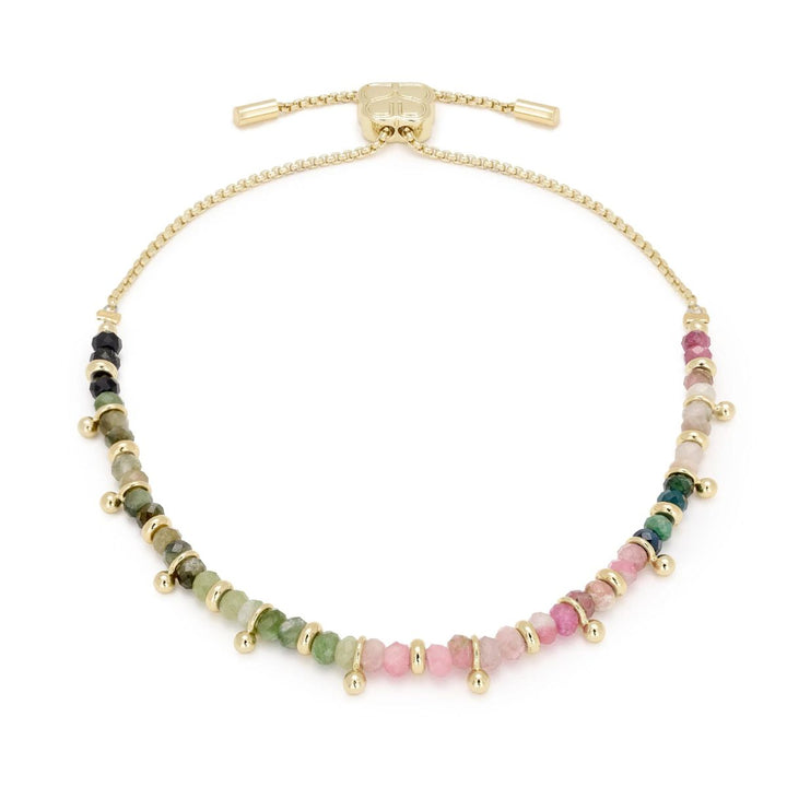 Boho Betty Harmony Tourmaline Gold Slider Bracelet. Item code BRWLTOGLD.