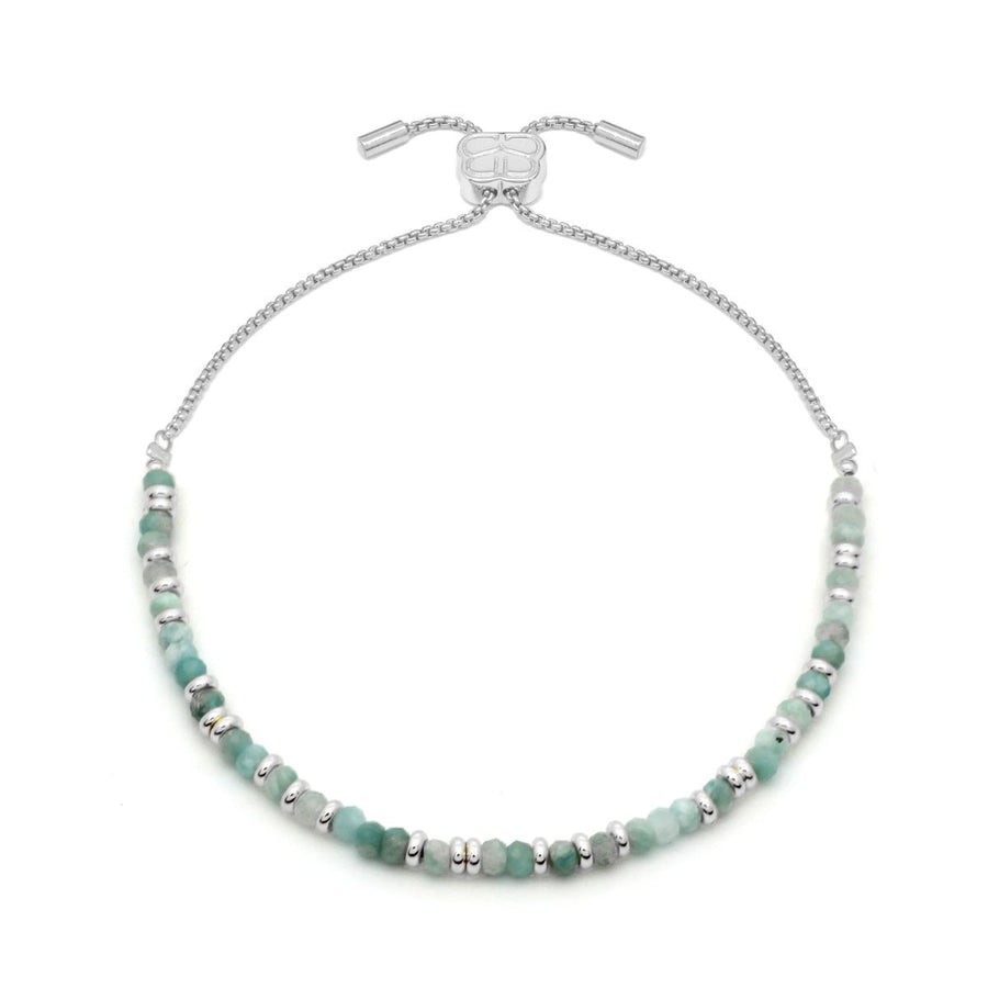Boho Betty Mystical Amazonite Silver Slider Bracelet. Item code BRWMAMSLVB.