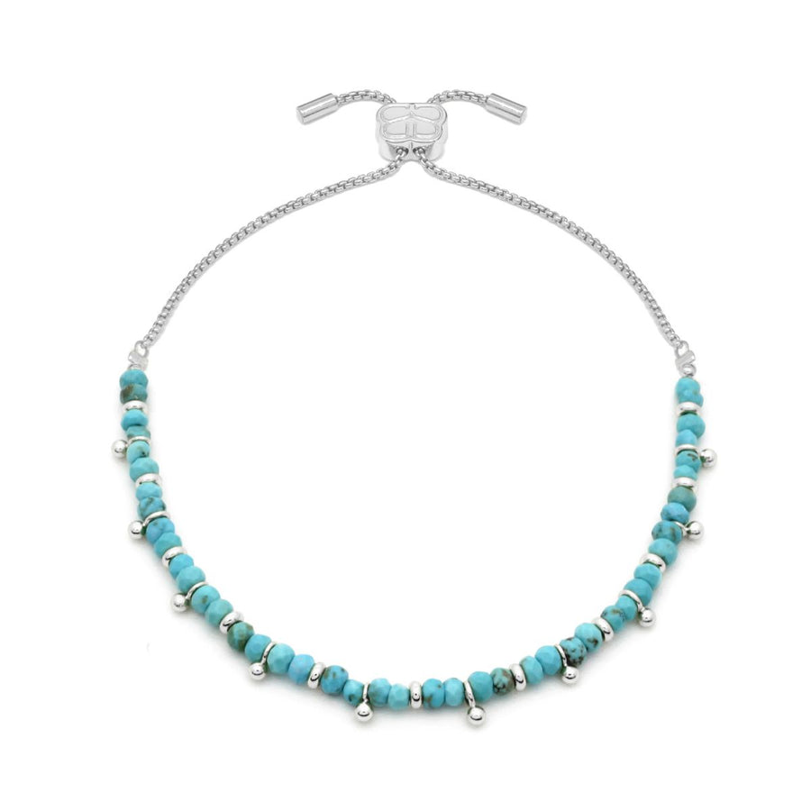 Boho Betty Harmony Turquoise Silver Slider Bracelet. Item code BRWTQSLVB.