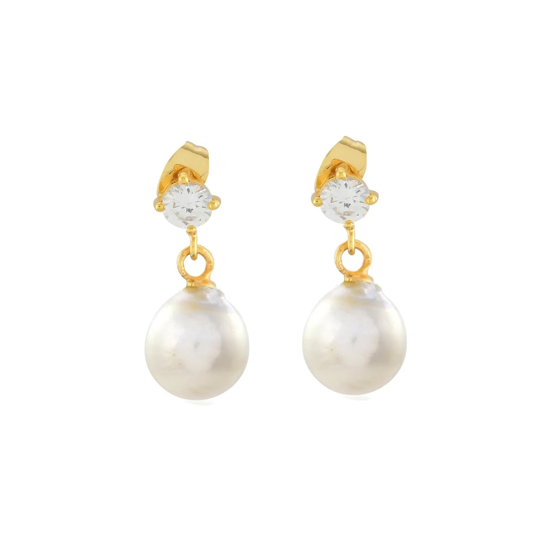 Shyla Cassandra Pearl and Zirconia Drop Earrings