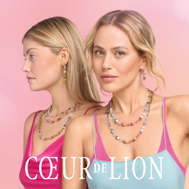 Coeur De Lion GeoCUBE Earrings - Aqua and Apricot