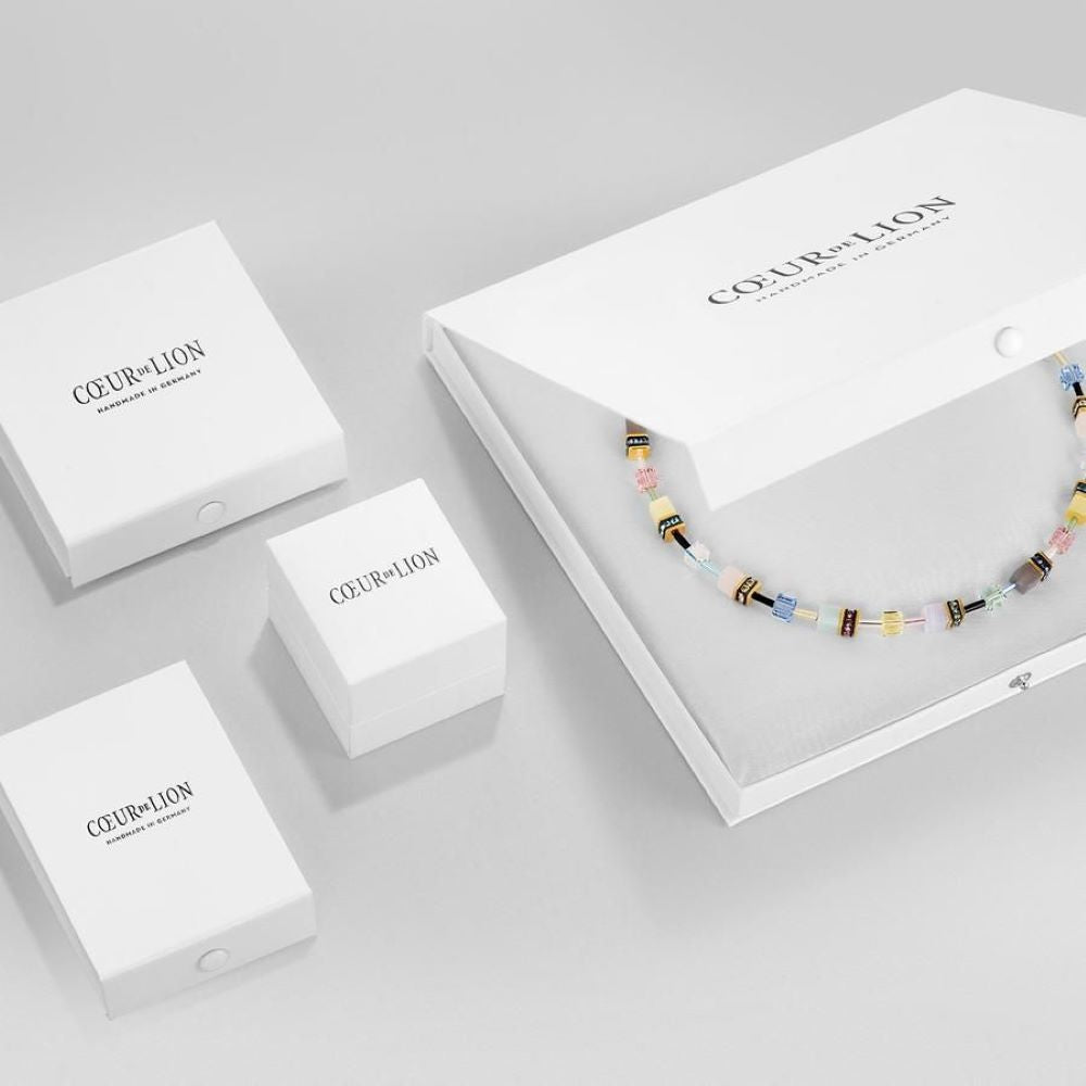 Coeur De Lion Square Stud Gold Earrings - Blue Crystal