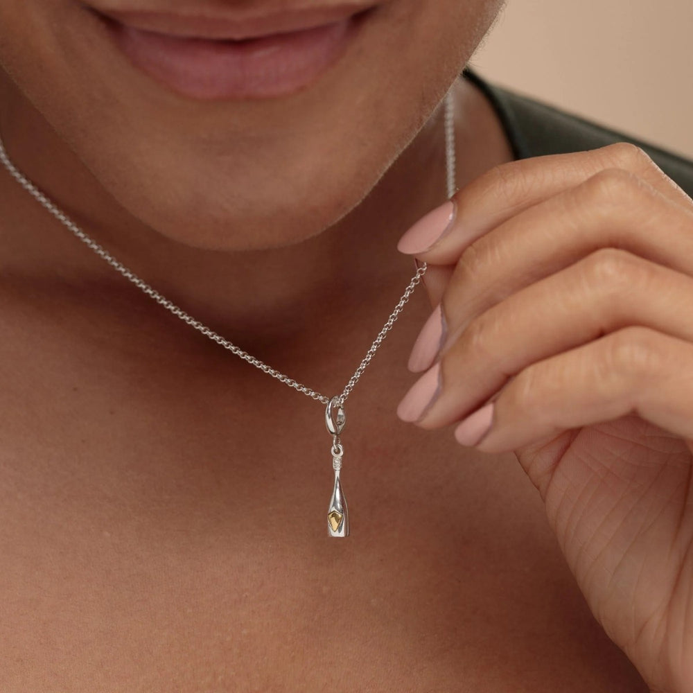 Lily Charmed Champagne Bottle Charm Silver - item number CSCHB